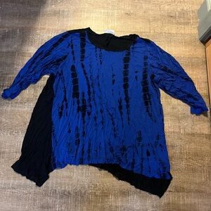Avenue Blue and Black Tie-Dye Blouse
